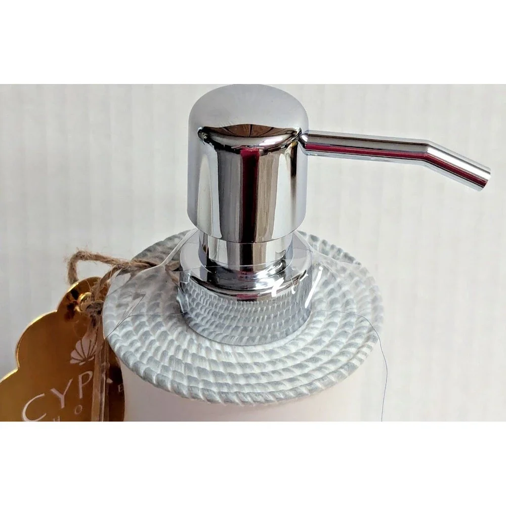 Cyprvs Seashell Soap Dispenser Tumbler Starfish Blue White Polyresin Bath Gift